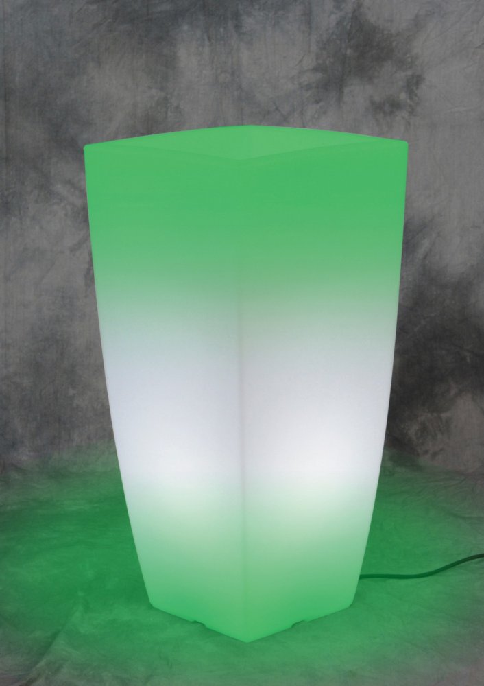 vaso home light quadro cm 33x33x70h colore bianco ghiaccio luce verde cod:ferx.16208