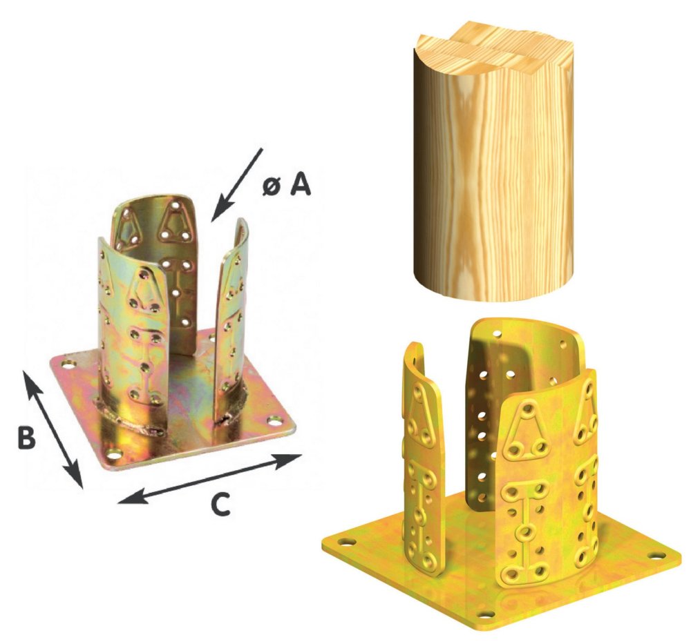 supporto pilastro 4fori acciaio tropicalizzato art.922 d.80 mm cod:ferx.16660