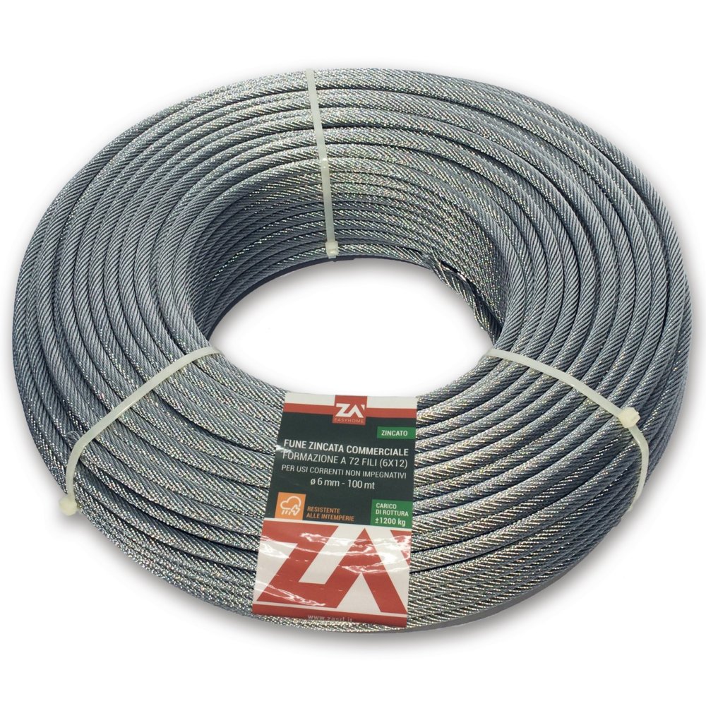 cavetto acciaio zincato antigiro 133f diam.5 mt 100 cod:ferx.1730