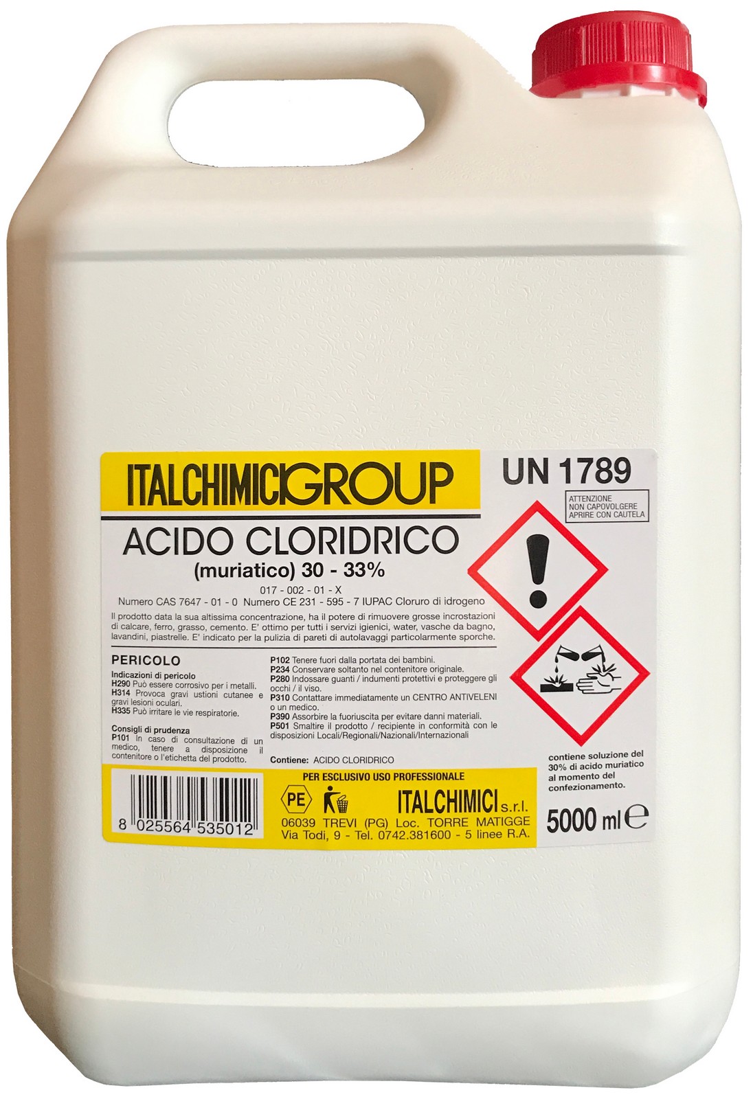 Image of 4pz acido muriatico &quot;puro&quot; al 33% lt.5 cod:ferx.21150