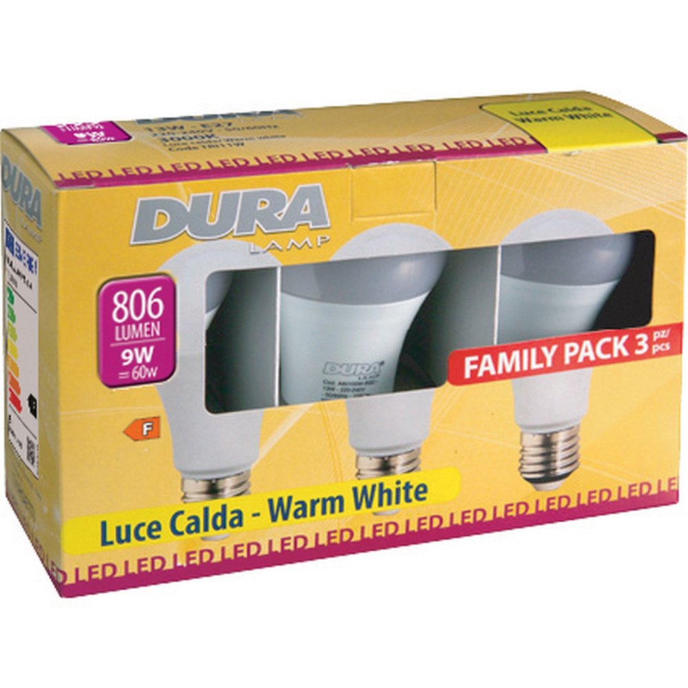 6pz led set 3 goccia 9w e27 lumen 806-3000k calda cod:ferx.2843