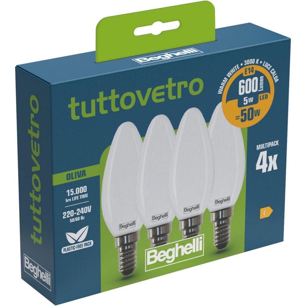 cf beghelli led 58053 oliva e14 w5 ca3000k set 4 cod:ferx.500919