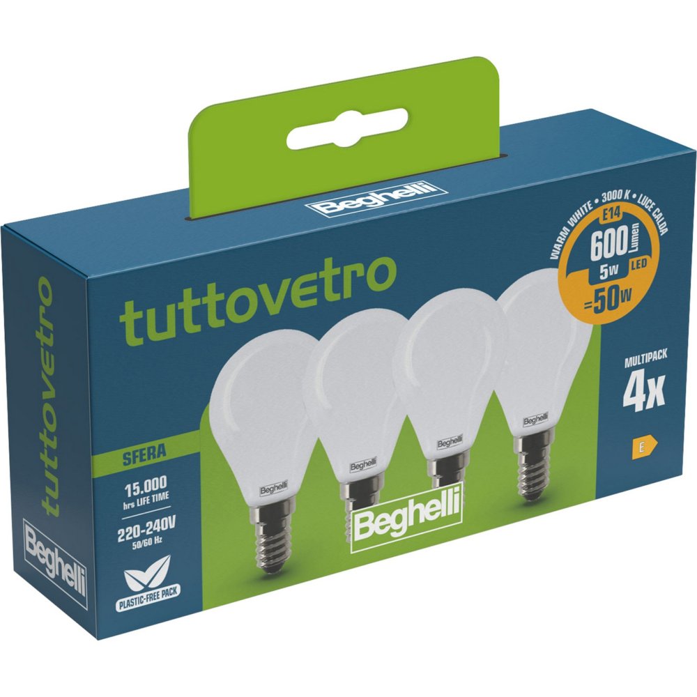 cf beghelli led 58056 sfera e14 w5 ca3000k set 4 cod:ferx.500921