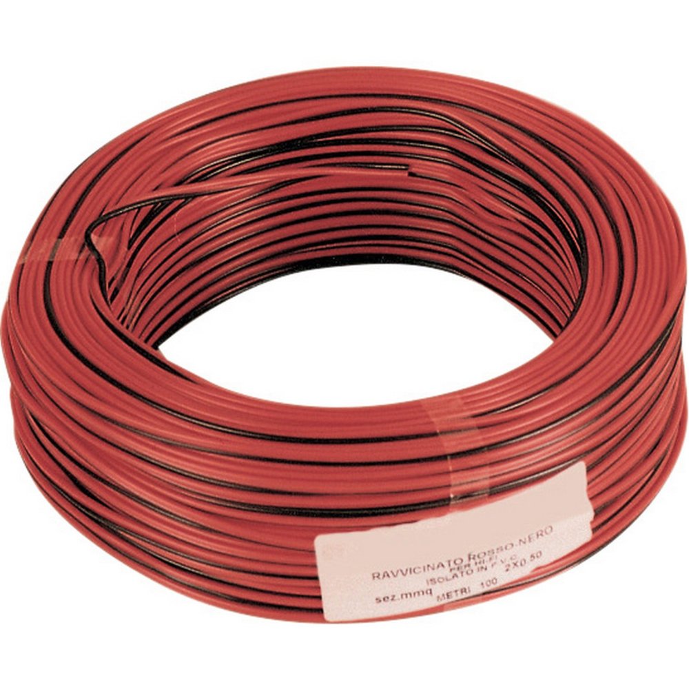 100mt cavo elettrico hi-fi rosso-nero 2x1 cod:ferx.501026