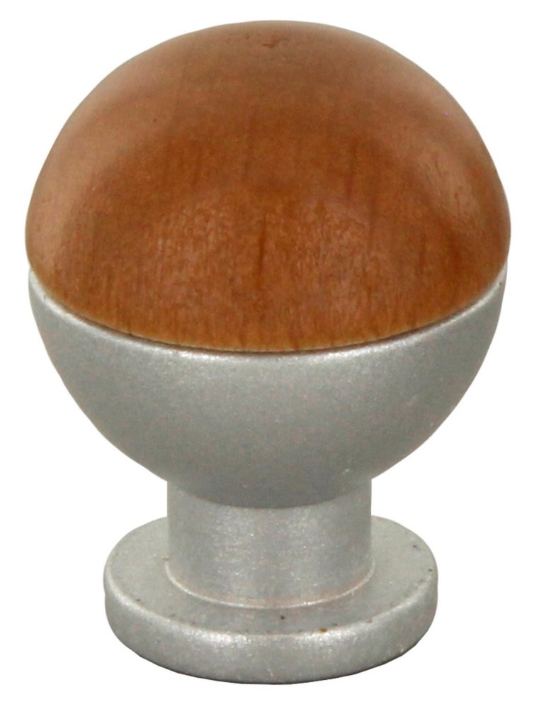 25pz pomolo sferico legno/ottone 735b mm.18 noce chiaro cod:ferx.8640