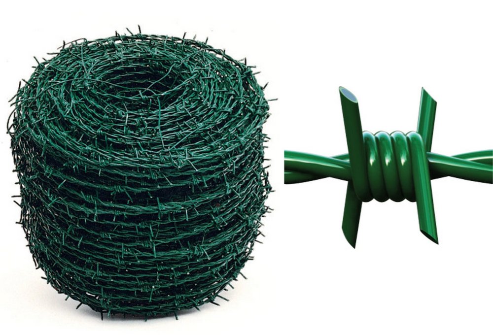 18kg filo spinato plastificato per rete per recinzione filo nâ° 14 rotolo 200 m verde cod:ferx.8936