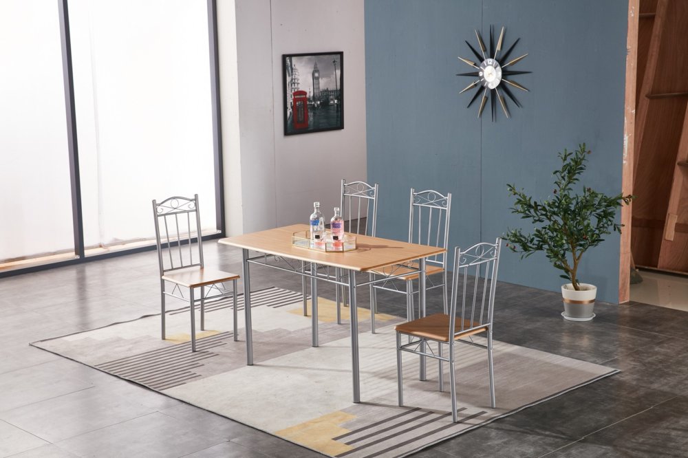 set tavolo con 4 sedie(120x70) legno chiaro cod:ferx.99125