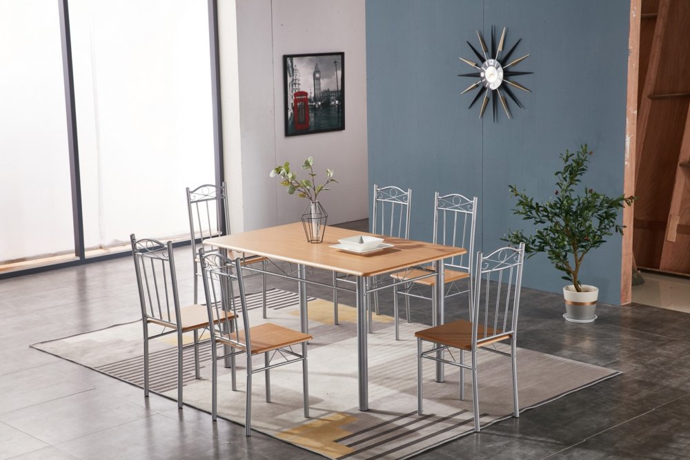 set tavolo con 6 sedie(140x80) legno chiaro cod:ferx.99127