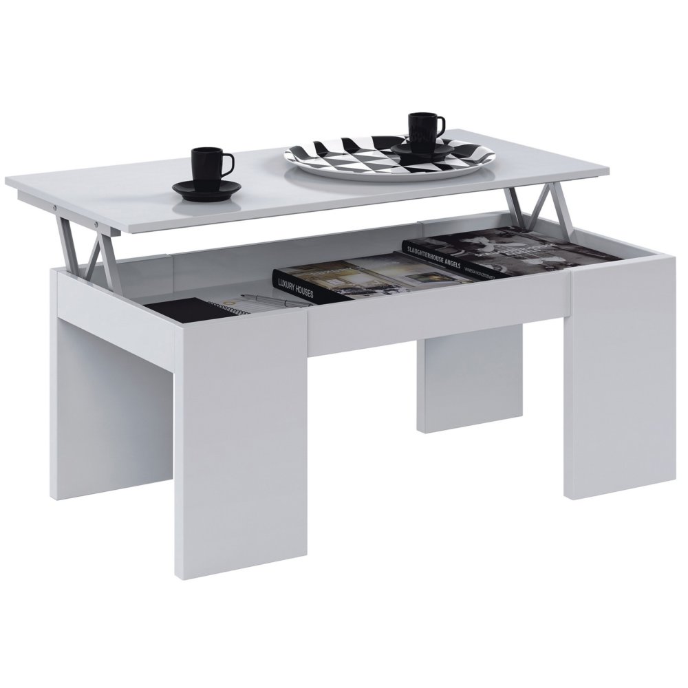 kit tavolo caff elevabile 43x100x50h bianco lucido cod:ferx.99488