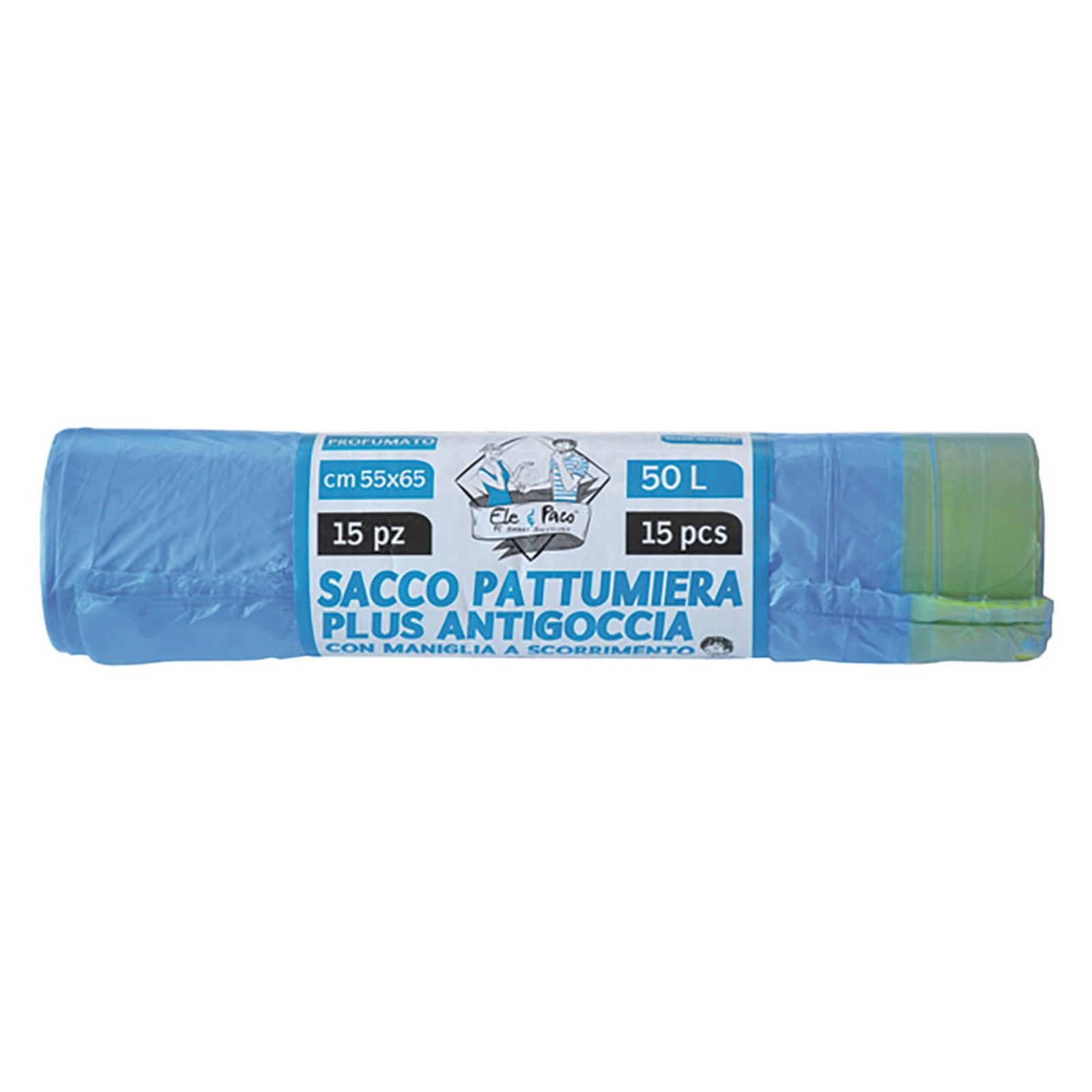 Image of cf sacchetti per pattumiera cm 55 x 65 - rt.15 pz celesti cod:ferx.8035401nlm