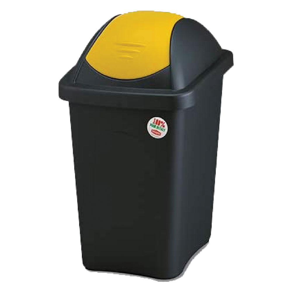 bidone immondizia 'multipat' lt. 60 - cm 39 x 39 x h.68 - nero/giallo cod:ferx.8034330nlm