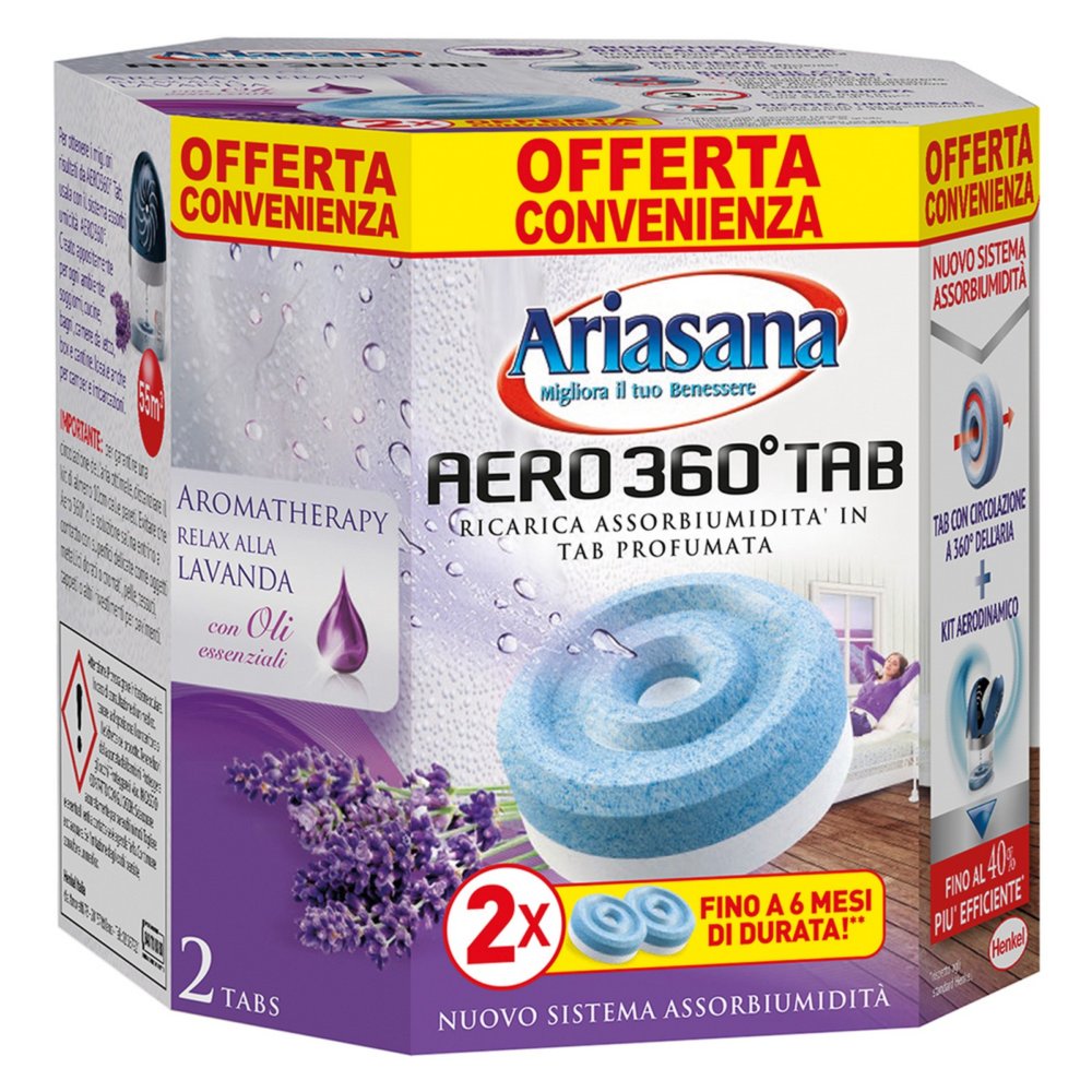 cf ricarica assorbiumidita' 'ariasana aero 360â° bipac bipack (2 x gr.450) inodore cod:ferx.8057275nlm