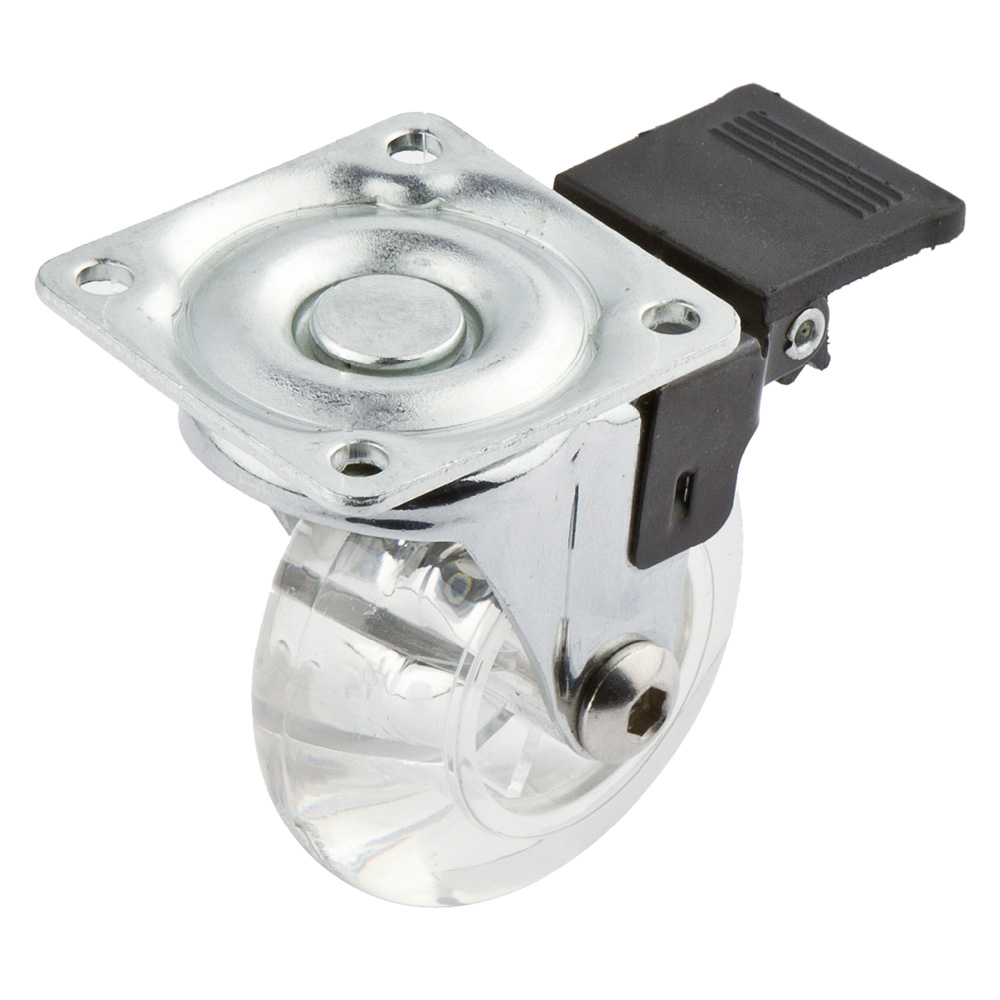 12pz ruota per mobili trasparente con freno ø 50 cod:ferx.3148920nlm