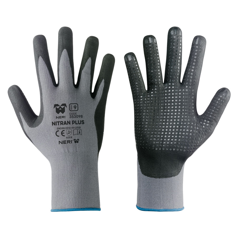 12coppie guanti nylon / nitrile 'nitran plus' tg.10 cod:ferx.1110174nlm