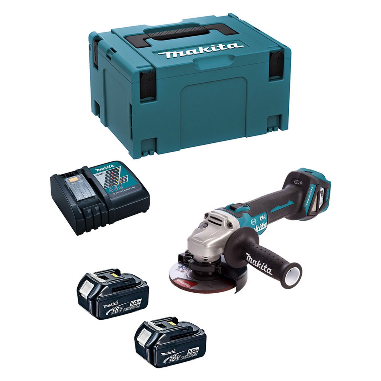 Image of smerigliatrice angolare &#39;dga513rtj&#39; 18v batt.5,0 ah litio - 2 batterie cod:ferx.5120935nlm