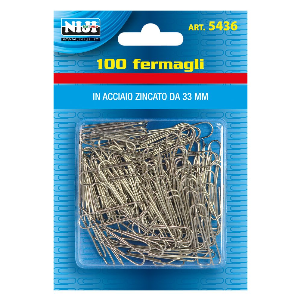 24blister fermagli per carta metallo mm.33 - 100 pz cod:ferx.5073310nlm