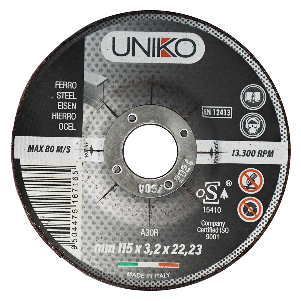 25pz mola abrasiva per ferro ø 115 x 3,2 codice 5011330 cod:ferx.5011330nlm