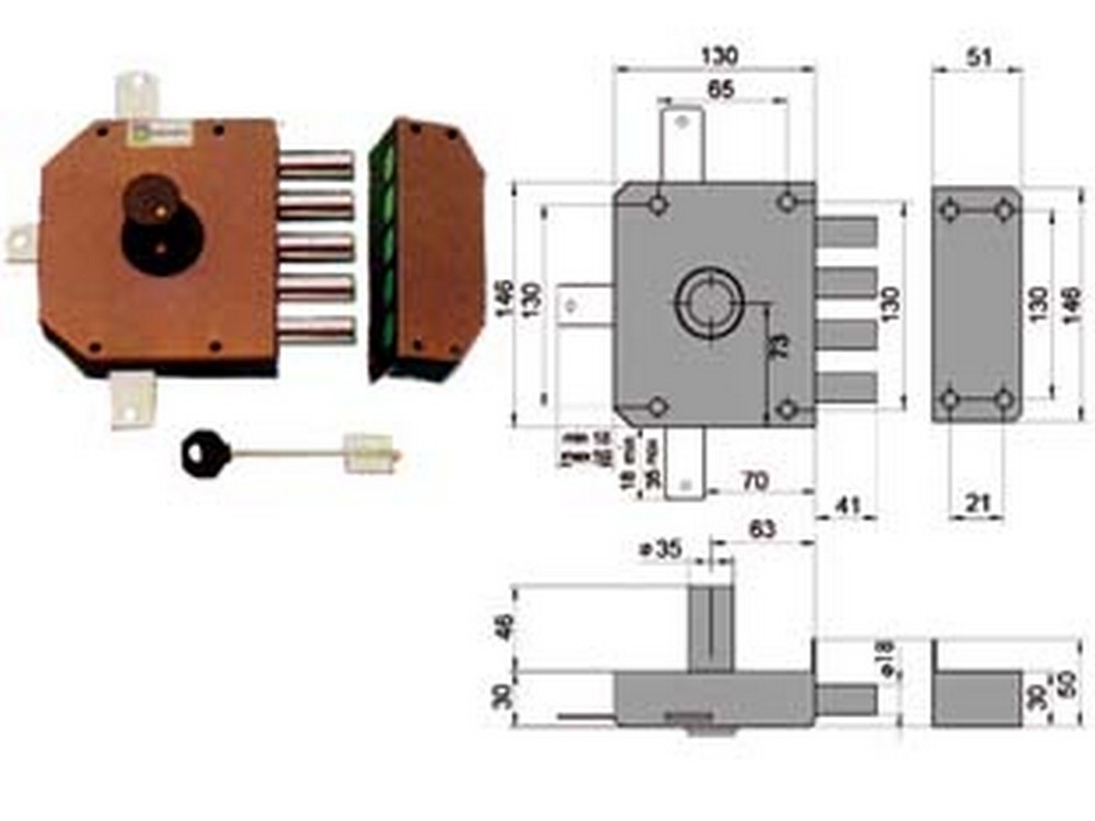serratura quintuplice da applicare senza scrocco doppia mappa 20540 - mm.60 sx (20540vsdmj) cod:ferx.fer31646
