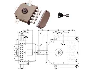 serratura quintuplice da applicare senza scrocco a pompa 30640 - mm.60 sx cilindro ? mm.30 (30640vs60je) cod:ferx.fer142434