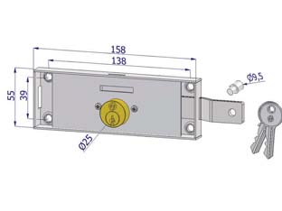 2pz serratura per serranda laterale cilindro fisso tondo - dx (2275dzb4508xx2) cod:ferx.fer11006