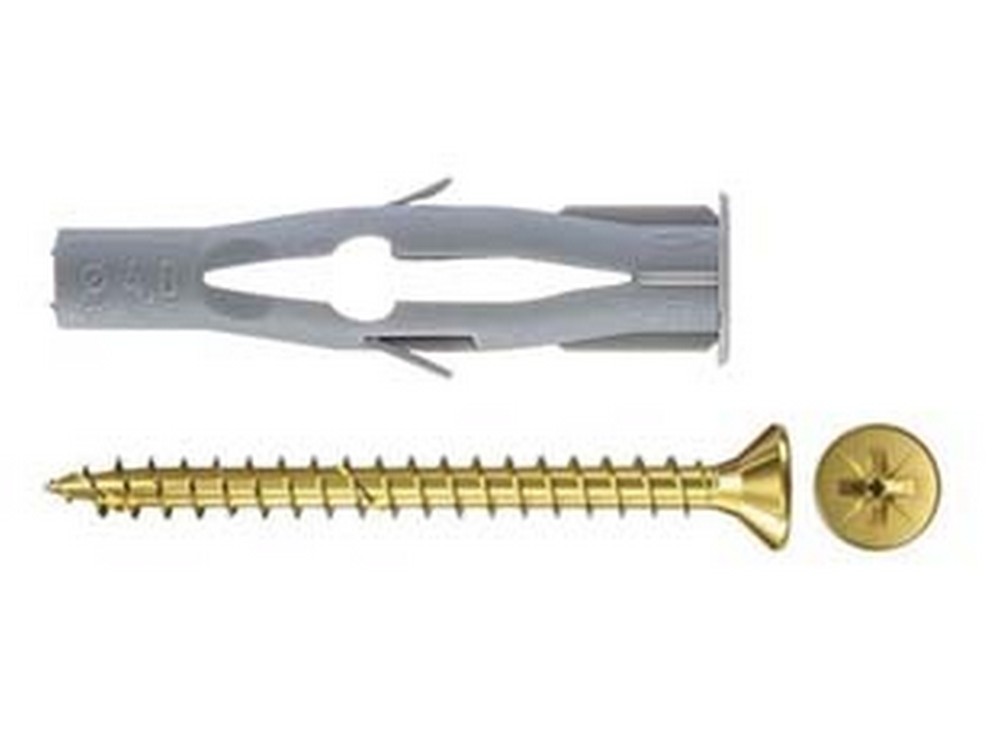 Image of 100pz tassello in nylon con vite &quot;fu-v&quot; - ? mm.6x35 vite mm.3,5x45 cod:ferx.fer63630