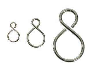 200pz ganci ad "s" in acciaio nichelato - ? mm.2x21x32 cod:ferx.fer4169