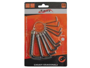 5blister chiavi maschio esagonali cromo vanadio in serie 10 pezzi cod:ferx.fer6323