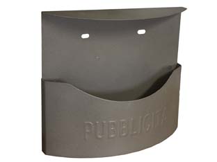 cassetta raccogli pubblicita? in metallo "marsupio" grigio ghisa - cm.35x14x36h. colore grigio ghisa cod:ferx.fer140294