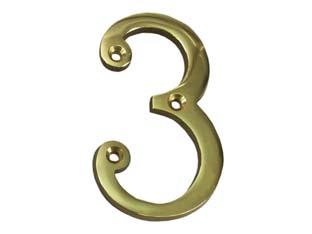 5pz numero civico "3" inglese in ottone lucido cod:ferx.fer147491
