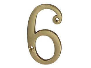 5pz numero civico "6" inglese in ottone lucido cod:ferx.fer147521