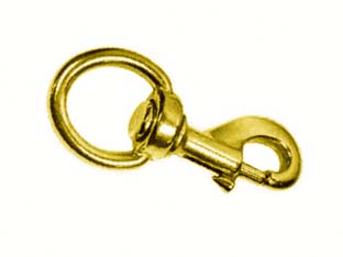 5pz moschettoni redine con girello in ottone lucido - mm.90 con asola da mm.25 cod:ferx.fer149341
