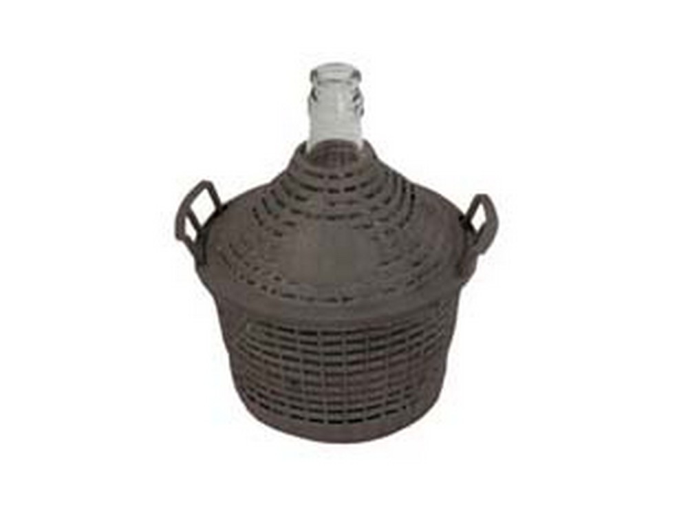 Image of damigiana a bocca stretta in vetro vestita - lt.10 - bocca ? mm.38 cod:ferx.fer149990