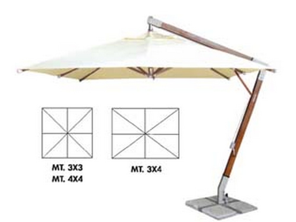 Image of ombrellone decentrato pesante in legno con manovella - cm.300x400 palo mm.93x93 a 8 stecche col. avana cod:ferx.fer159388