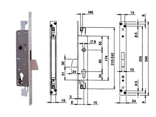 serratura tripl. infilare montanti e persiane solo caten. con quadro 783 - mm.30 (783380304) cod:ferx.fer171809