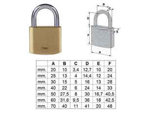 12pz lucchetto ottone arco normale prium pl110 - mm.30 (pl1103000) cod:ferx.fer172066