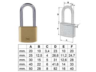 12pz lucchetto ottone arco lungo prium pl112 - mm.25 (pl1122500) cod:ferx.fer172127