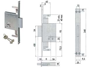 serratura triplice da infilare doppia mappa 57226 - mm.60 (57226600) cod:ferx.fer201056