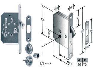serr. infilare porte scorrevoli a gancio rientrante b. tondo cr. satin. - mm.50 frontale e incontro cromo satinato cod:ferx.fer204903