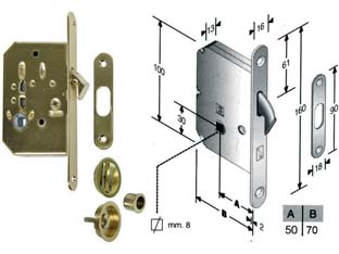 serr. infilare porte scorrevoli a gancio rientrante b. tondo ott. luc. - mm.50 frontale e incontro ottone lucido cod:ferx.fer204910