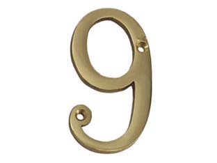 5pz numero civico "9" inglese in ottone lucido cod:ferx.fer216197