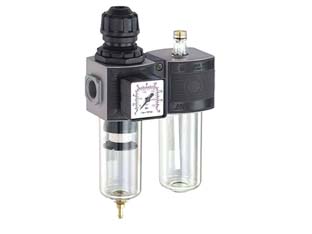 gruppo filtro regolatore di pressione e lubrificatore modulare - attacco 1/4"f mm.105x45x191h. art.e/12/2 cod:ferx.fer221825