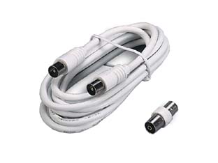 5pz prolunga tv con cavo coax spina maschio-femmina + adattatore maschio - mt.5 bianca 31040 cod:ferx.fer232609