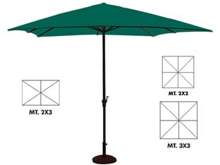 ombrellone quadro e rettangolare in metallo con manovella - cm.200x200 palo ? mm.38 a 6 stecche col. verde cod:ferx.fer428699