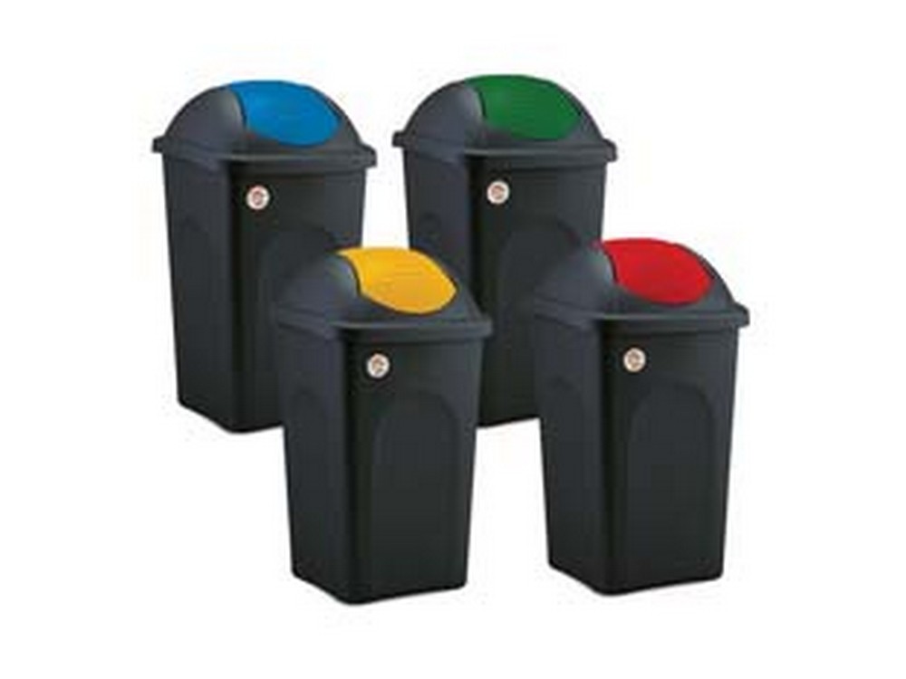 2pz bidone "multipat" con bascula lt.60 - cm.39x39x68h. - nero/blu cod:ferx.fer232821