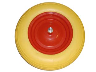 ruota per carriola pu piena perno mm.12x260 - perno mm.12x260, interasse mm.190 cod:ferx.fer244787