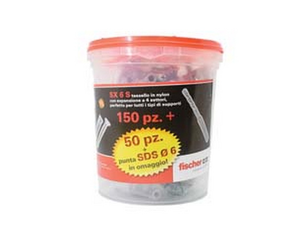 Image of cf tassello in nylon con vite promopack &quot;sx 6 s&quot; - ? mm.6x30 vite mm.4,5x40 conf.pz.150+50 omaggio cod:ferx.fer280235