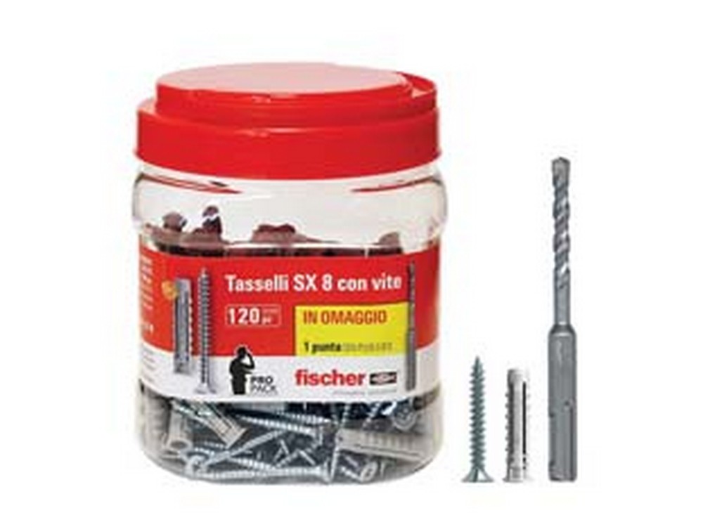 Image of cf tassello in nylon con vite promopack &quot;sx 8 s&quot; - ? mm.8x40 vite mm.5x50 conf.pz.90+30 omaggio cod:ferx.fer280242