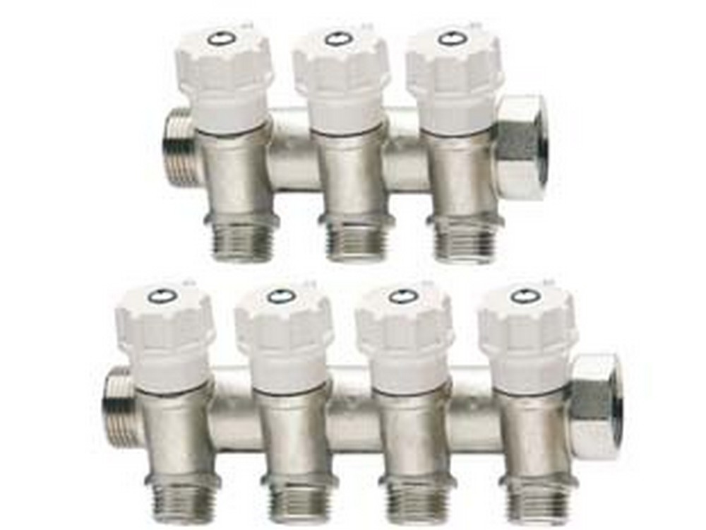collettore di distribuzione nibile con valvole art.465 - mm 3/4" - 4 derivazioni m 1/2" cod:ferx.fer312233