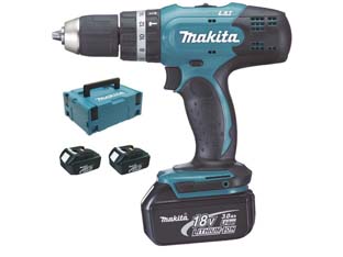 trapano avvitatore percuss.2 vel. 3 batt. litio 18v 3ah (dhp453rf3j) - 3 batterie da 3ah cod:ferx.fer325509