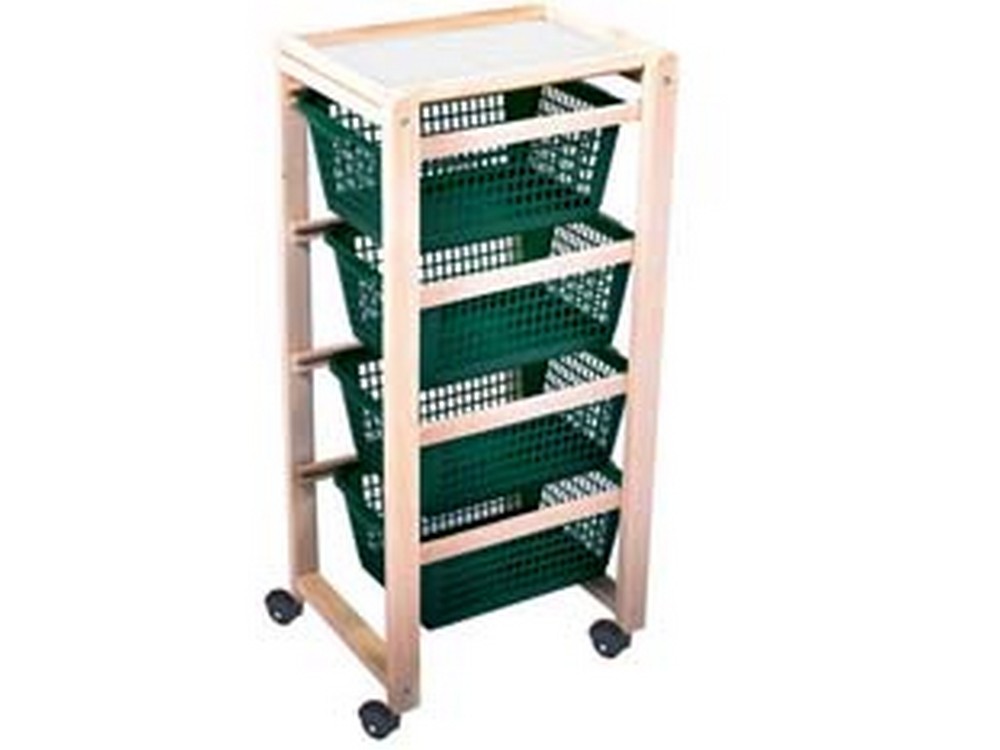 carrello portatutto "ercolino" in legno color noce con ruote - cm.37x30x85h. cod:ferx.fer327244